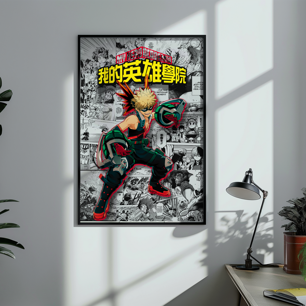 My Hero Academia Bakugo Digital Poster – Explosive Anime Manga Wall Art