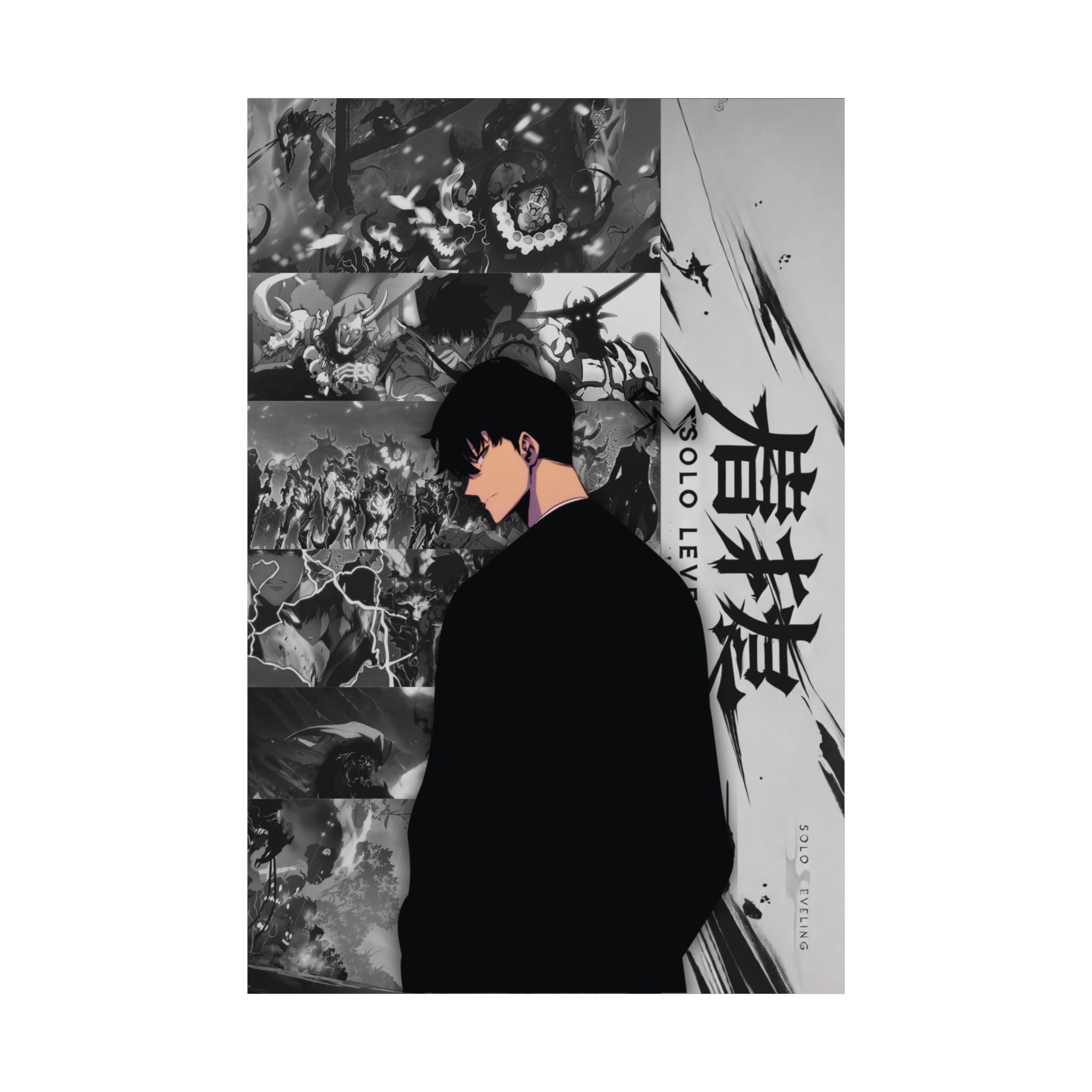 Solo Leveling Sung Jin-Woo Digital Poster – Dark Anime Wall Art
