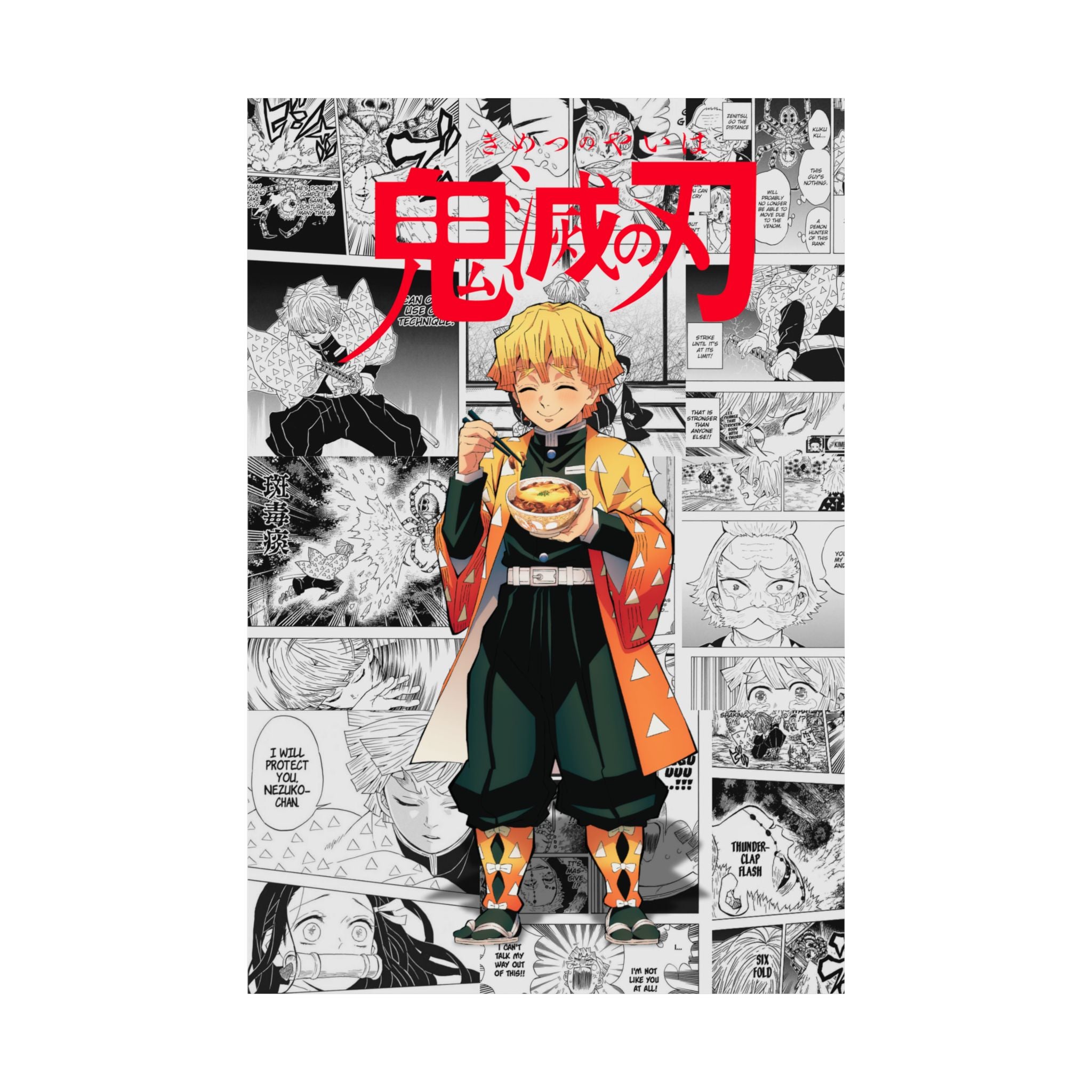 Demon Slayer Zenitsu Agatsuma Digital Poster – Kimetsu no Yaiba Anime Manga Wall Art