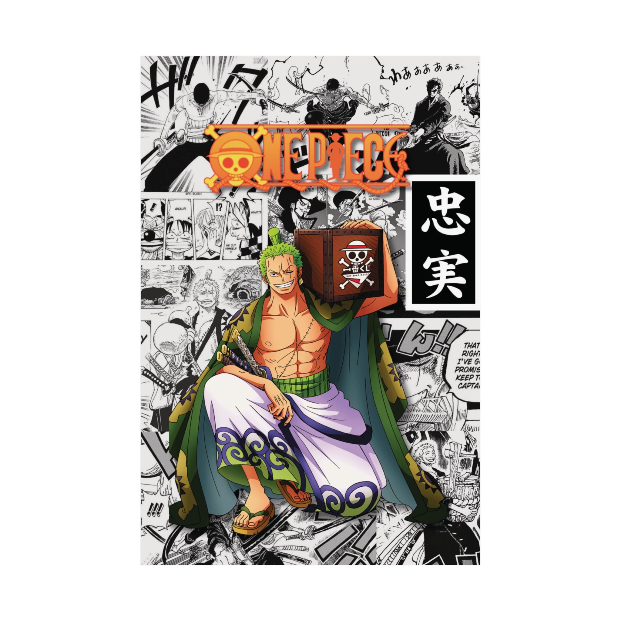 Zoro Loyalty Kanji Poster – One Piece Premium Anime Wall Decor