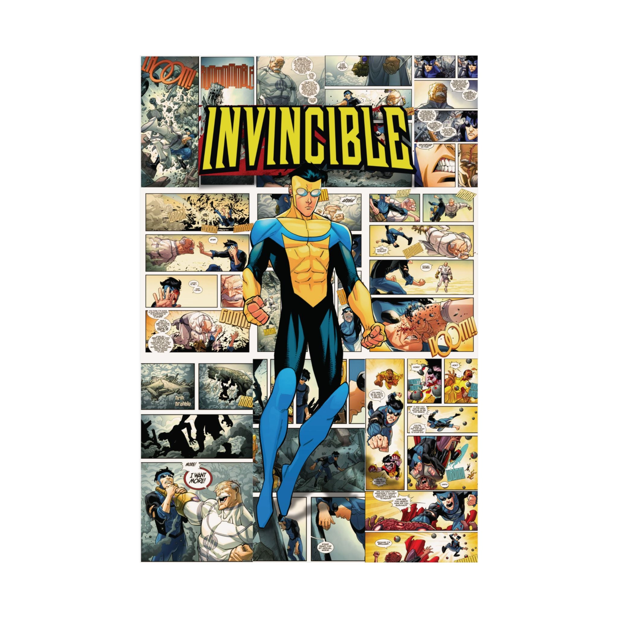 Invincible Comic Collage Digital Poster – Superhero Wall Art