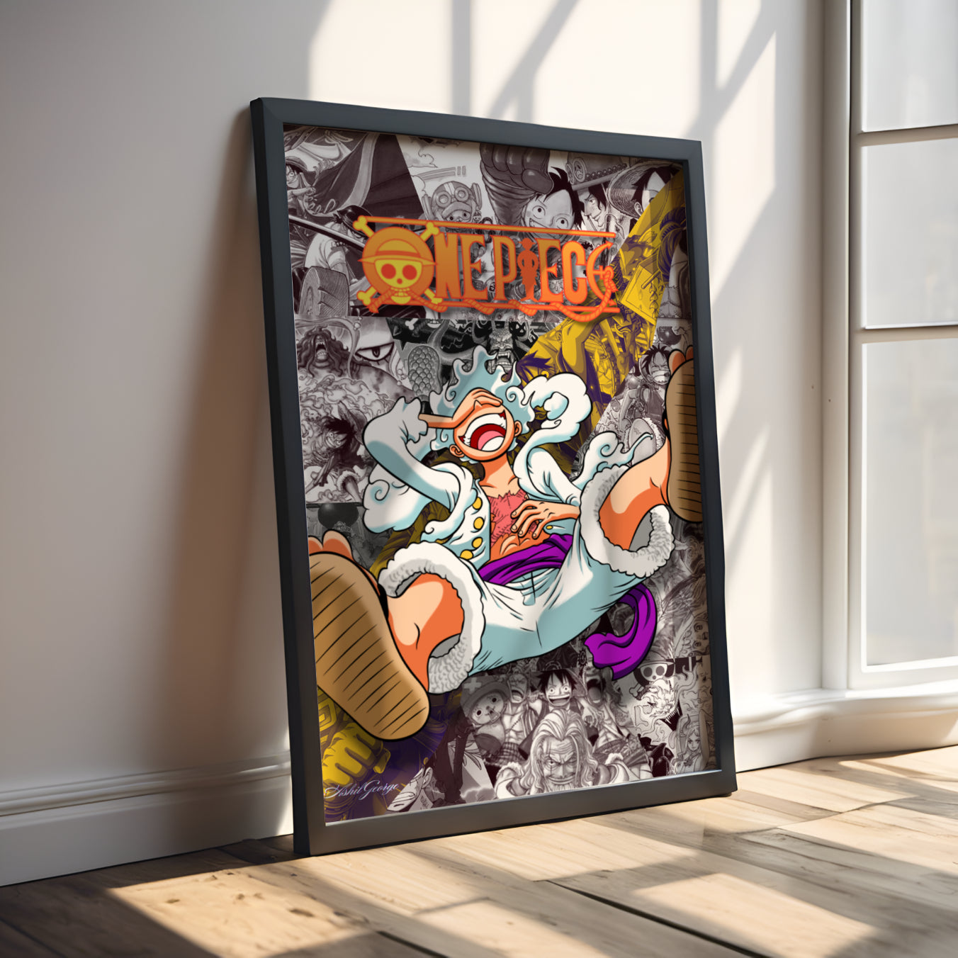 Monkey D. Luffy Gear 5 Digital Poster – One Piece Anime Wall Art
