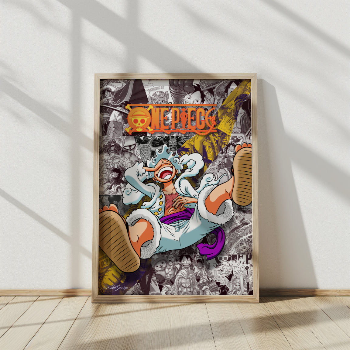 Monkey D. Luffy Gear 5 Digital Poster – One Piece Anime Wall Art