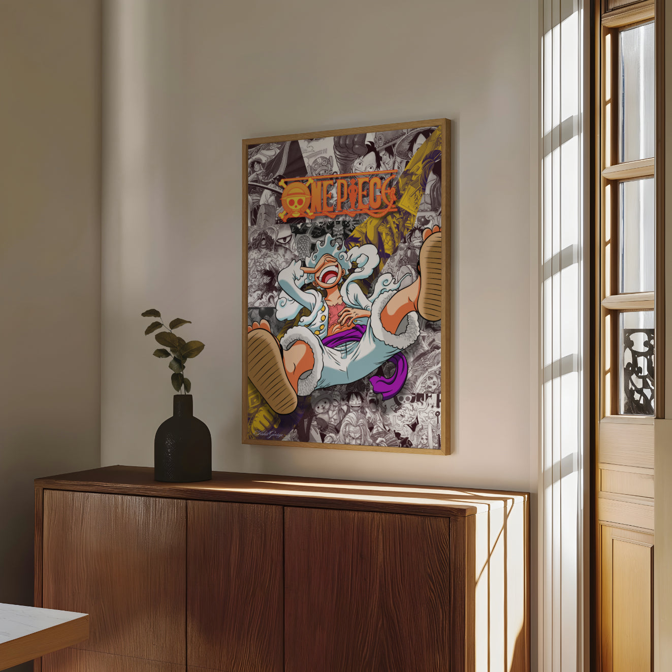 Monkey D. Luffy Gear 5 Digital Poster – One Piece Anime Wall Art