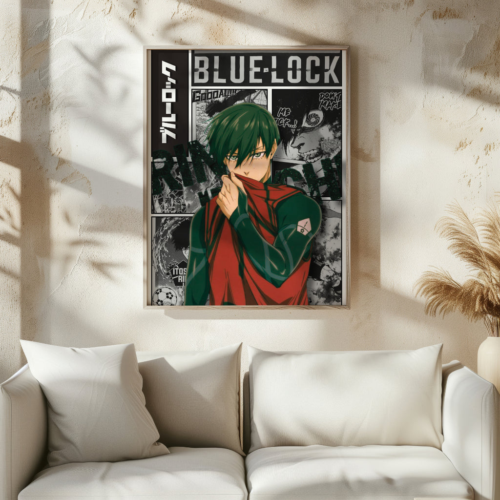 Blue Lock Rin Itoshi Digital Poster – Anime Manga Soccer Wall Art