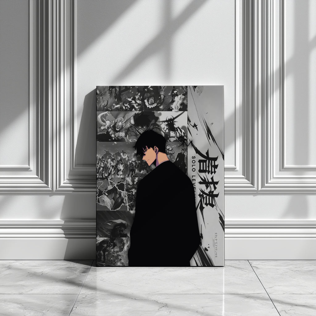 Solo Leveling Sung Jin-Woo Digital Poster – Dark Anime Wall Art