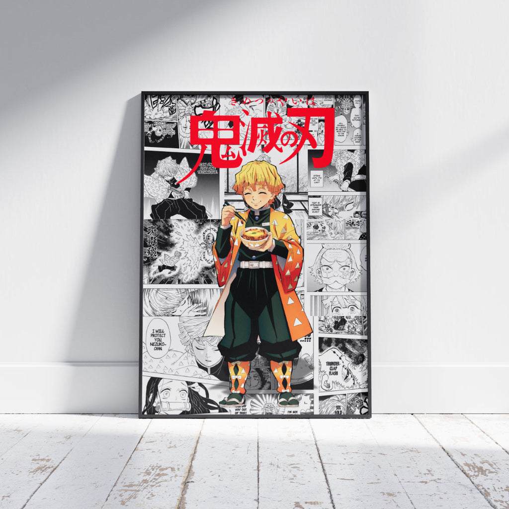 Demon Slayer Zenitsu Agatsuma Digital Poster – Kimetsu no Yaiba Anime Manga Wall Art