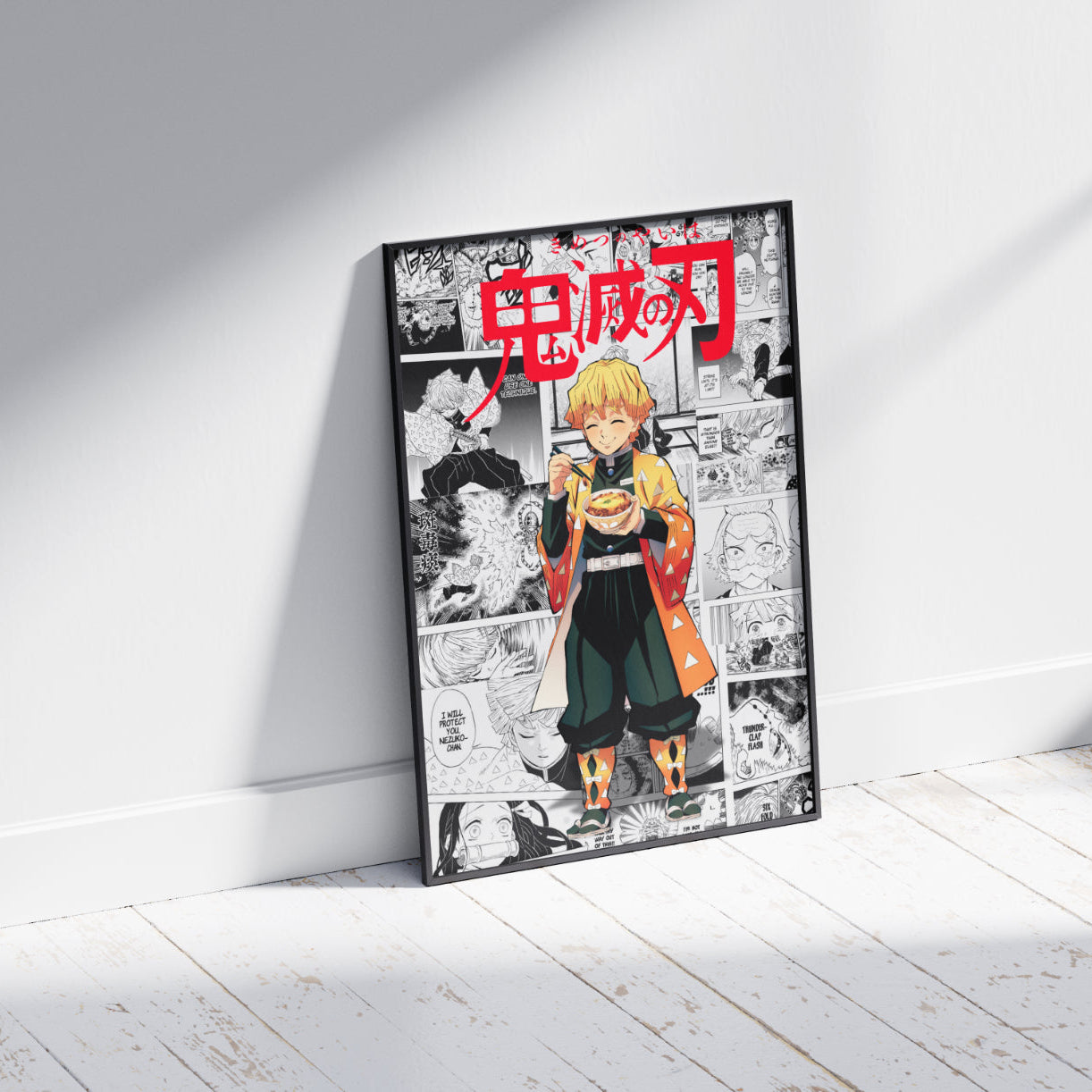 Demon Slayer Zenitsu Agatsuma Digital Poster – Kimetsu no Yaiba Anime Manga Wall Art