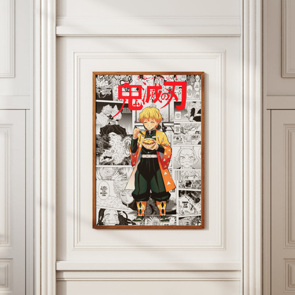 Demon Slayer Zenitsu Agatsuma Digital Poster – Kimetsu no Yaiba Anime Manga Wall Art
