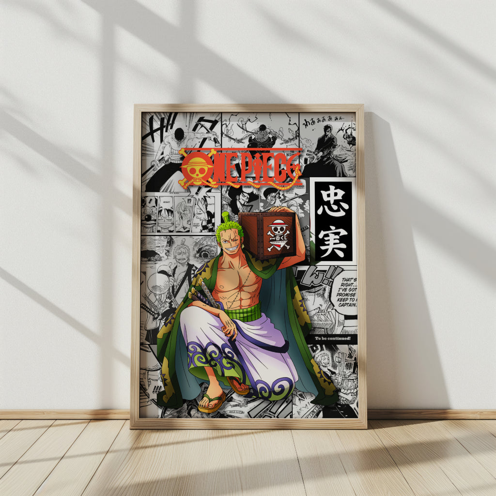 Zoro Loyalty Kanji Poster – One Piece Premium Anime Wall Decor