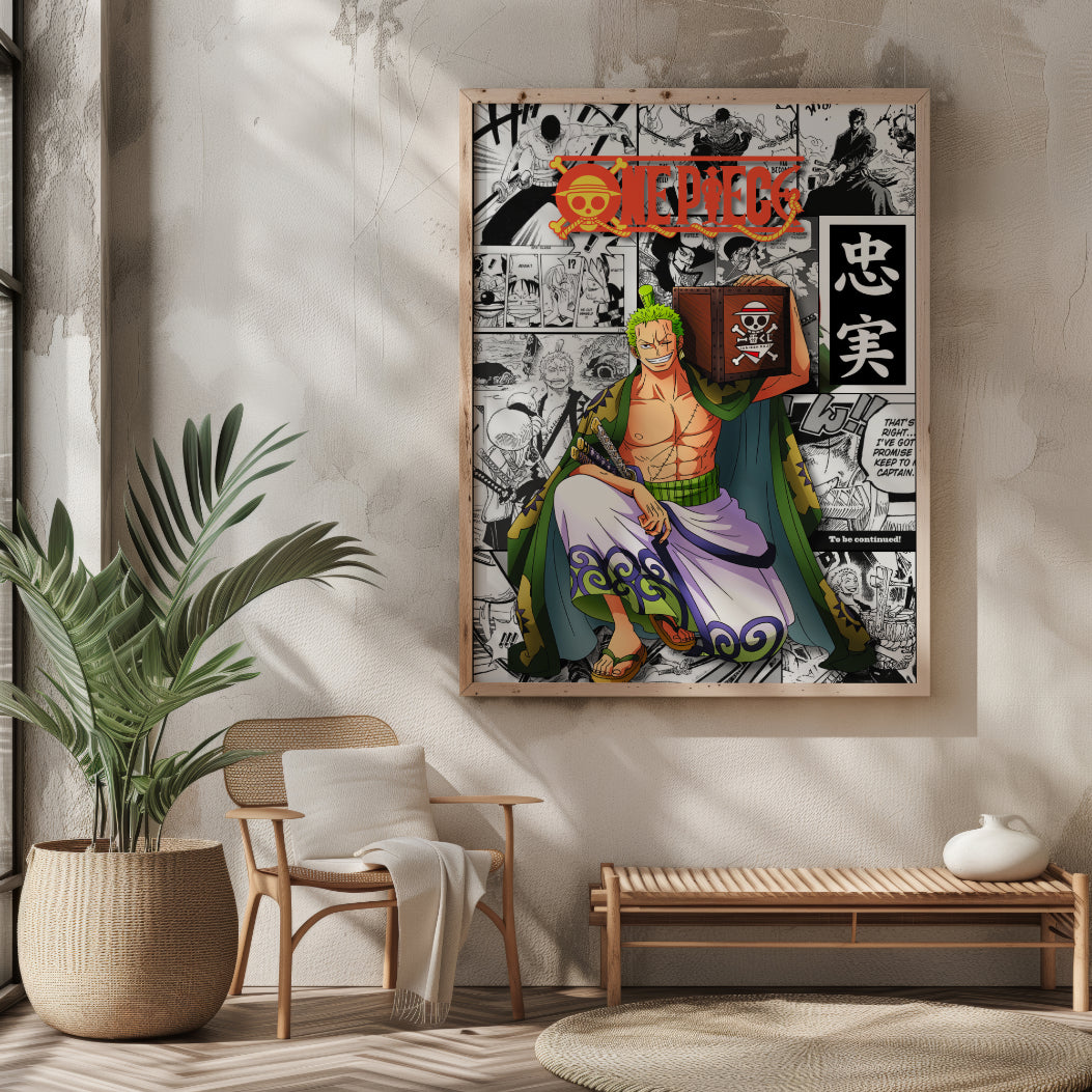 Zoro Loyalty Kanji Poster – One Piece Premium Anime Wall Decor