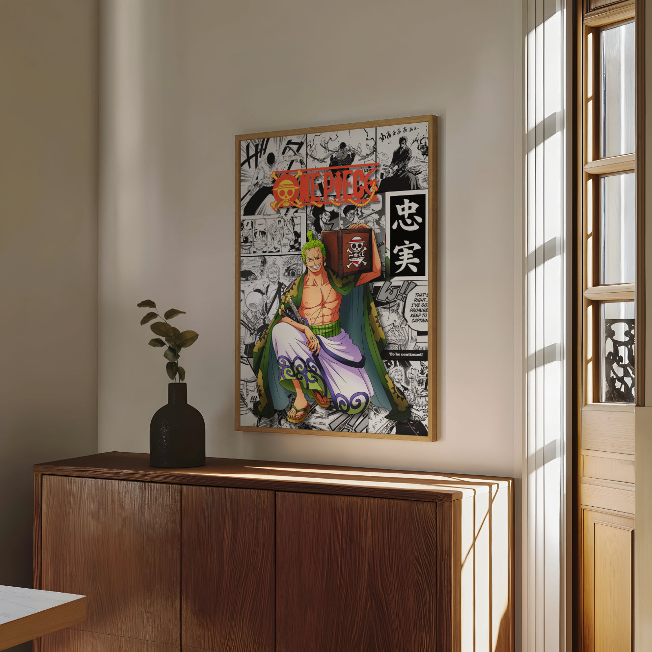 Zoro Loyalty Kanji Poster – One Piece Premium Anime Wall Decor