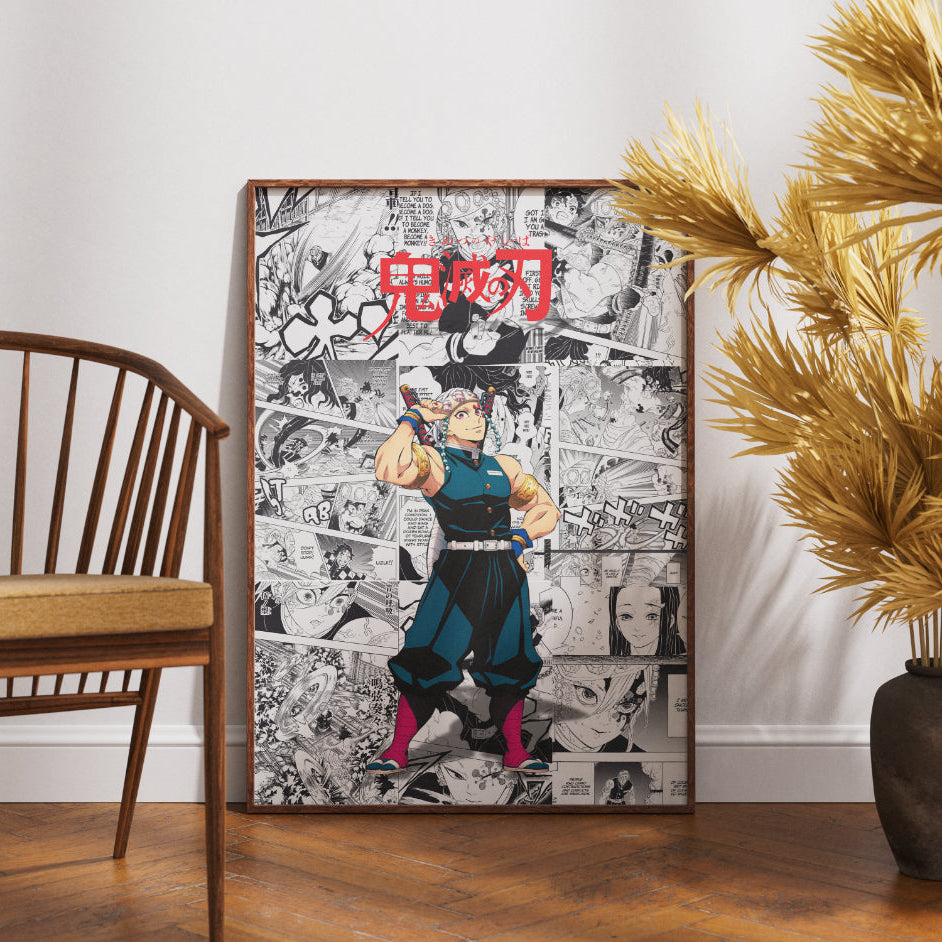 Demon Slayer Tengen Uzui Digital Poster – Kimetsu no Yaiba Anime Manga Wall Art