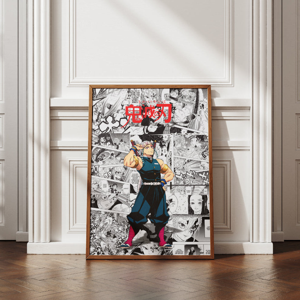 Demon Slayer Tengen Uzui Digital Poster – Kimetsu no Yaiba Anime Manga Wall Art