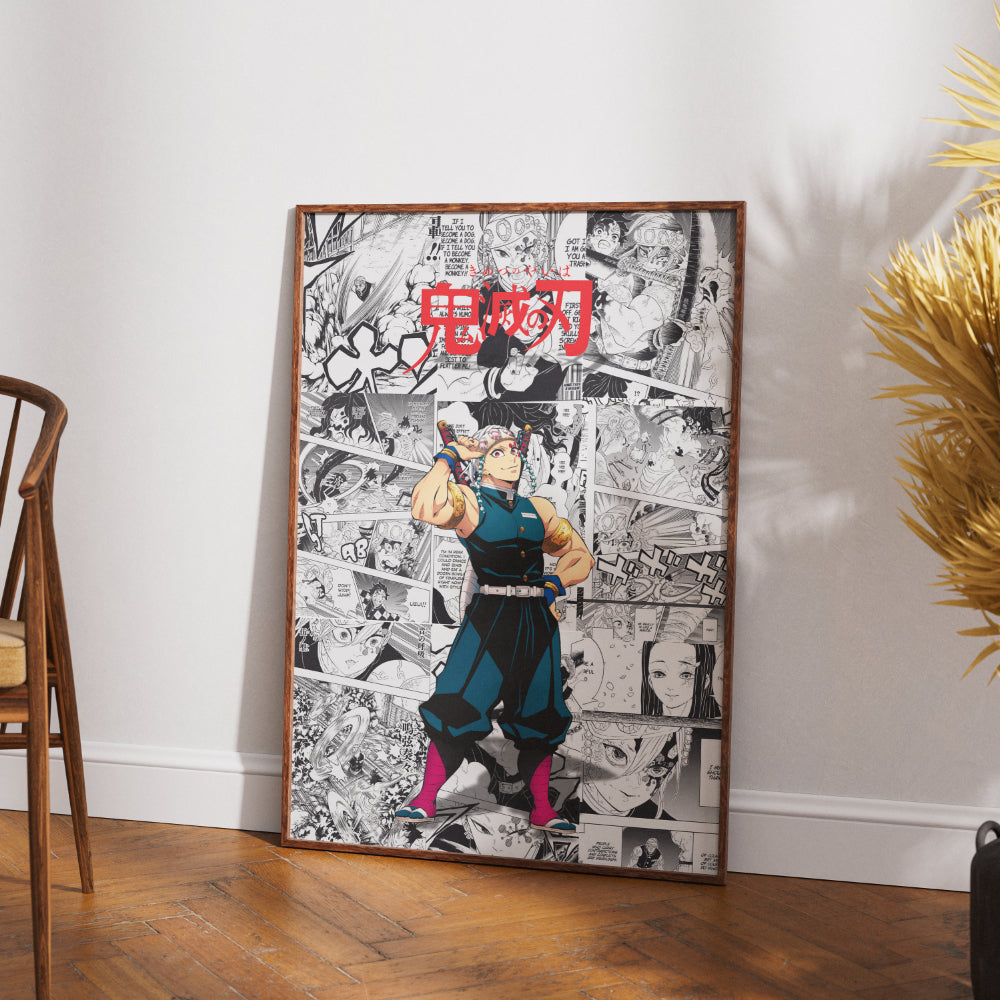 Demon Slayer Tengen Uzui Digital Poster – Kimetsu no Yaiba Anime Manga Wall Art