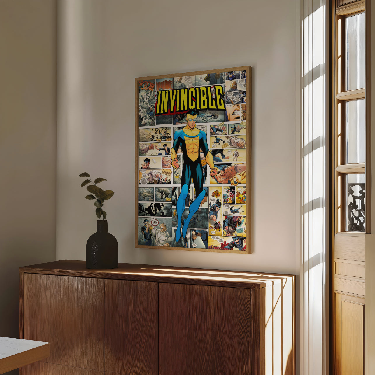 Invincible Comic Collage Digital Poster – Superhero Wall Art