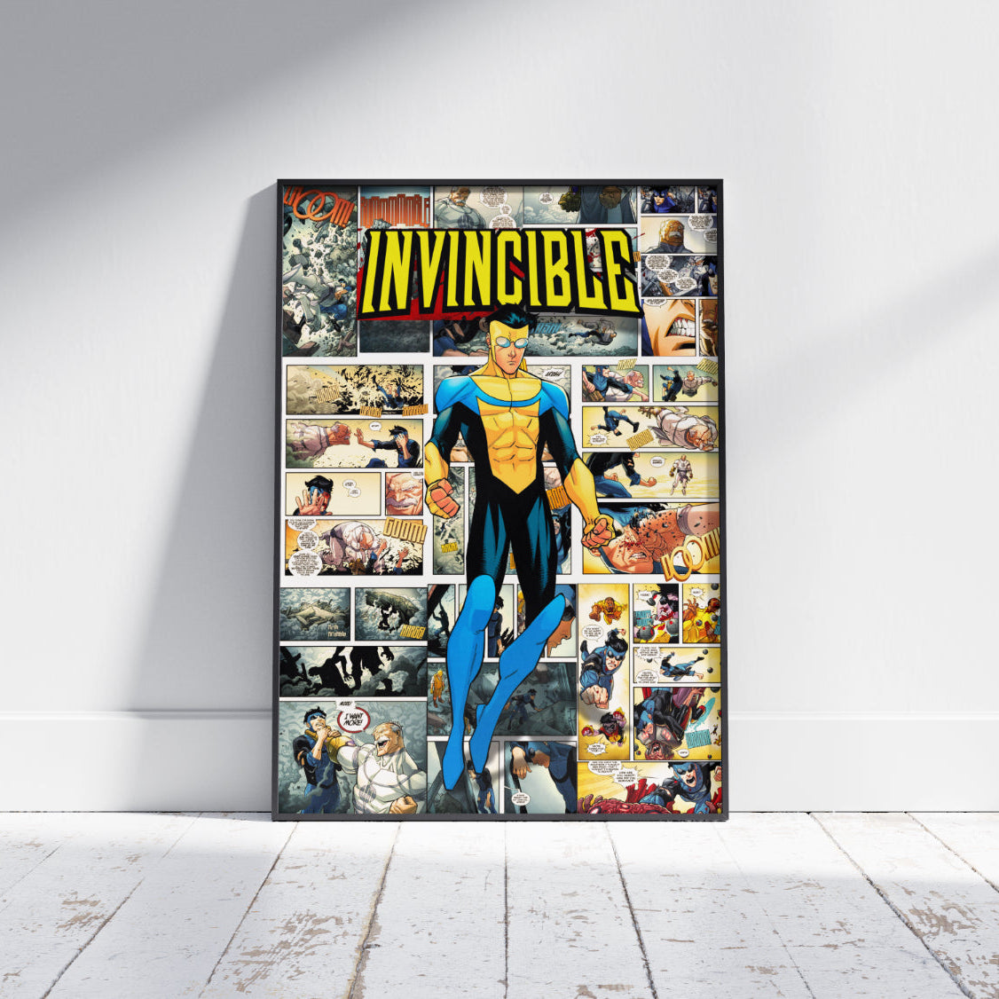 Invincible Comic Collage Digital Poster – Superhero Wall Art