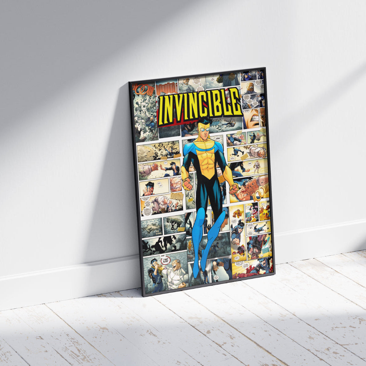 Invincible Comic Collage Digital Poster – Superhero Wall Art